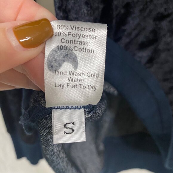 Wilt Velvet Asymmetrical Navy Blue Teal Sweatshirt Size‎ S - Picture 6 of 9